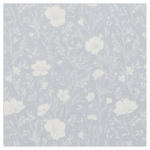 Gedämpftes Grau-Weiß-Wildblumenmuster Stoff