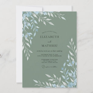 Gedämpftes Meerwasser-Blatt-Hochzeit Einladung