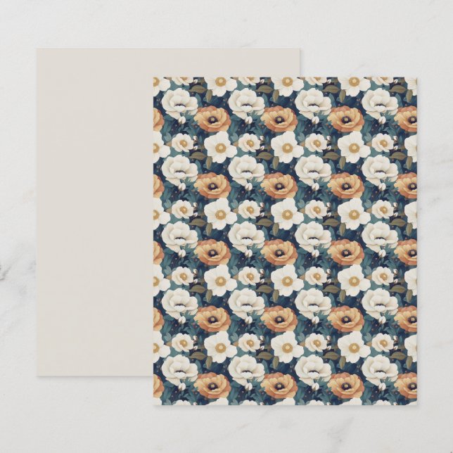 Gedämpftes Orange und Creme Mohn Blumen Scrapbook  (Vorne/Hinten)