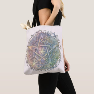 Gedämpftes Pastell-Pentagramm-Hexen-Pagan-Hallowee Tasche