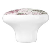 Gedämpftes rosa Hibiskus-Blumen-Muster Keramikknauf (Seitenansicht)