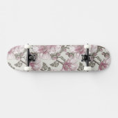Gedämpftes rosa Hibiskus-Blumen-Muster Skateboard (Horizontal)