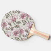 Gedämpftes rosa Hibiskus-Blumen-Muster Tischtennis Schläger (Seitenansicht)