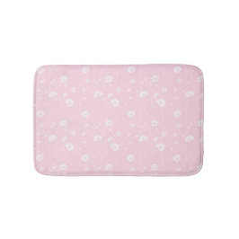 Gedämpftes Rosa und Weißes Wildblumenmuster Badematte