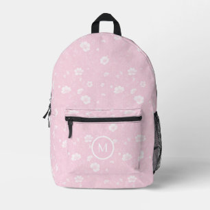 Gedämpftes Rosa und Weißes Wildblumenmuster  Bedruckter Rucksack
