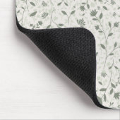 Gedämpftes Salbeigrün Florales Botanisches Muster Mousepad (Ecke)