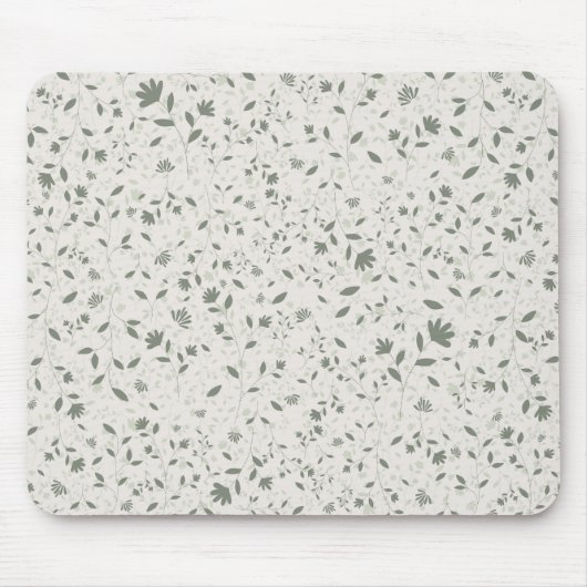 Gedämpftes Salbeigrün Florales Botanisches Muster Mousepad (Vorne)