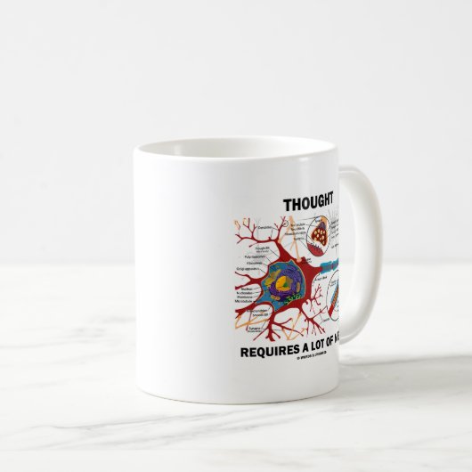 Gedanke erfordert viel Nerv (Synapse) Kaffeetasse (VorderseiteRechts)