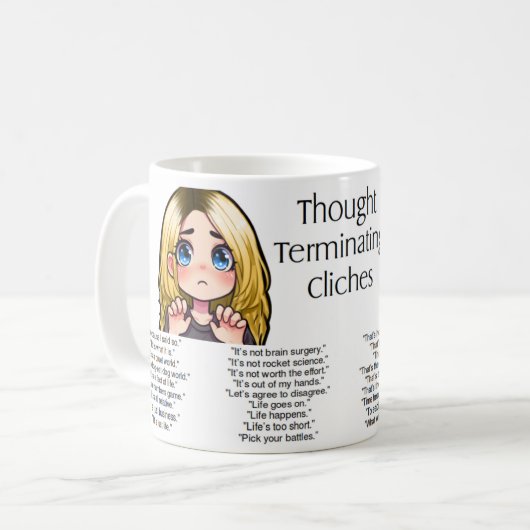 Gedanken abschließend Klischees Kaffeetasse (Vorderseite Links)