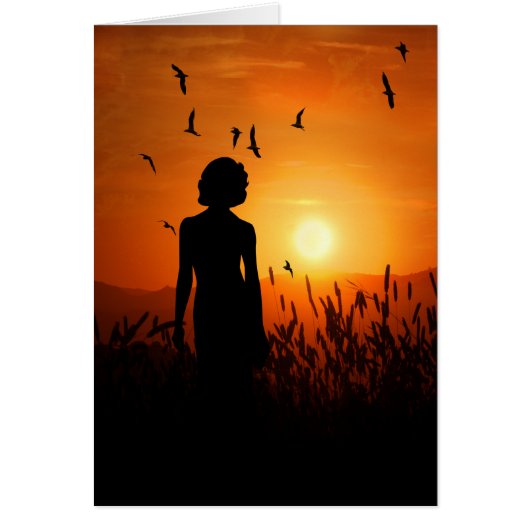 Gedanken an Sie Sonnenuntergang Silhouette mit Wei (Vorne)