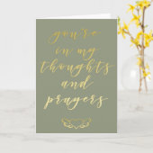 Gedanken & Gebete Gold Script Sympathy Card Karte (Gelbe Blume)