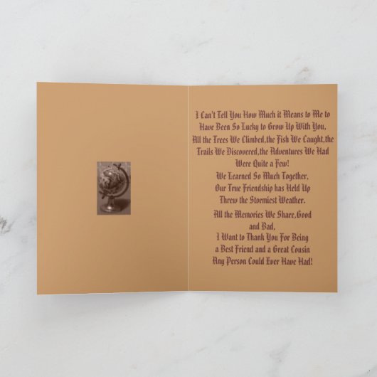 Gedanken, O, f, Y, o, u, Cousin... Dankeskarte (Innenseite)