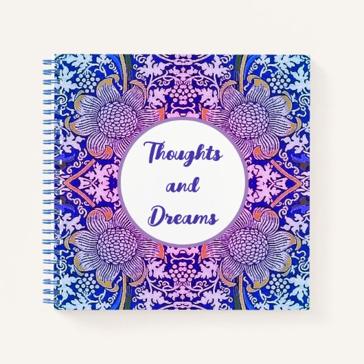 Gedanken und Träume Boho Blue Purple Blumen Notizblock (Vorderseite)