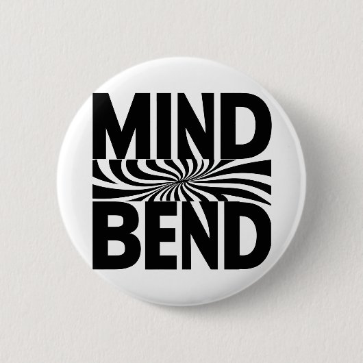 Gedankenbend optische Illusion fett schwarz und we Button (Vorderseite)