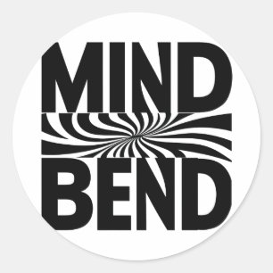 Gedankenbend optische Illusion fett schwarz und we Runder Aufkleber