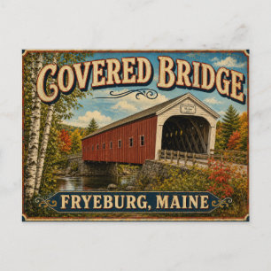 Gedeckte Brücke im Herbst Fryeburg Maine Postkarte