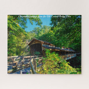 Gedeckte Brücke Ohio.Weihnachtsgrüße Puzzle