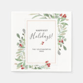 Gedeckte grüne botanische rote Berries Serviette (Vorderseite)