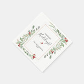 Gedeckte grüne botanische rote Berries Serviette (Ecke)