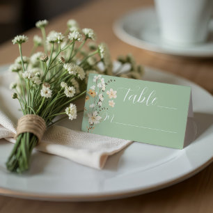 Gedeckte helle Seite Grüne Blüte Elegante Hochzeit Platzkarte