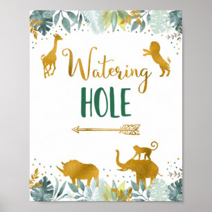 Gedeckte Landschaft Gold Safari Geburtstag Zeichen Poster