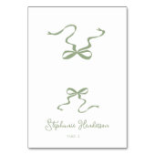 Gedeckte Platzkarte der grünen Bow Tischnummer (Vorderseite)