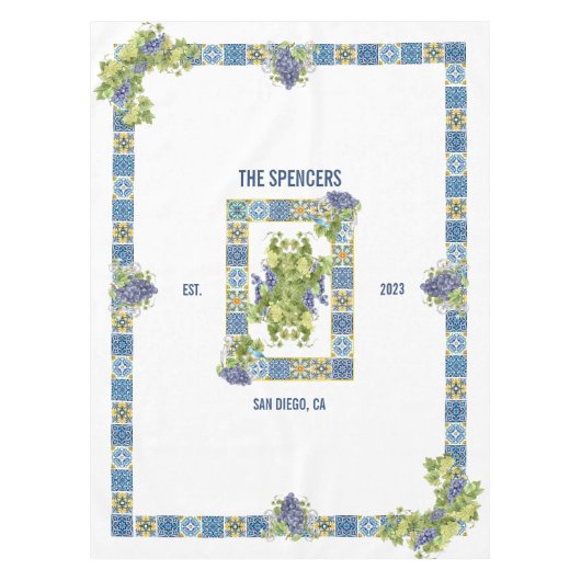 Gedeckte sizilianische Kacheln Extravagante Traube Tischdecke (Vorderseite)