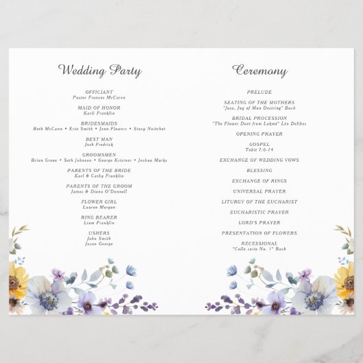 Gedeckte Wildblumen für Hochzeiten Flyer (Hinten)