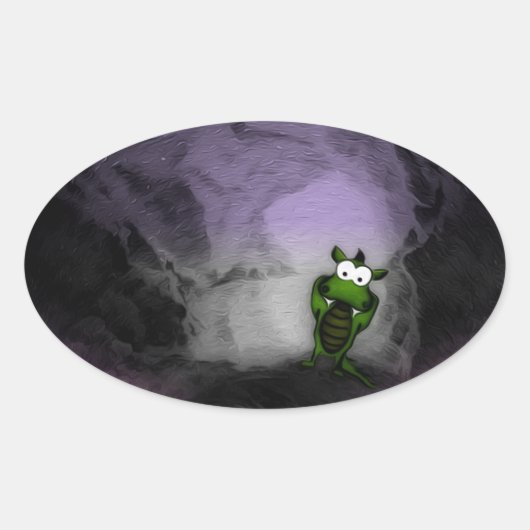 Gedeckter Drache Ovaler Aufkleber (Vorderseite)