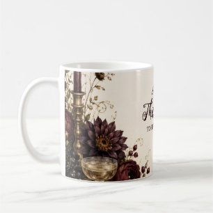 Gedeckter Thanksgiving-Dinner bei Kerzenlicht Kaffeetasse