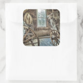 Gedeckter Wagen, Holzwagen Quadratischer Aufkleber (Tasche)