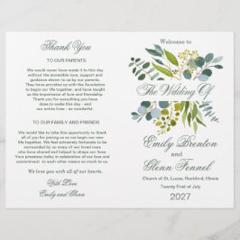 Gedecktes Hochzeitsprogramm für gedecktes Grün