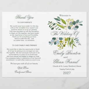 Gedecktes Hochzeitsprogramm für gedecktes Grün