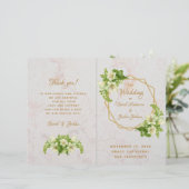 Gedecktes Hochzeitsprogramm - Marble Gold White Li (Stehend Vorderseite)