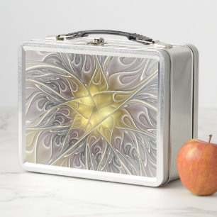 Gedeihen Sie mit moderner abstrakter fraktaler Blu Metall Lunch Box