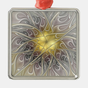 Gedeihen Sie mit moderner abstrakter fraktaler Blu Ornament Aus Metall
