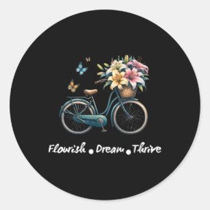 Gedeihen Traum Erfolgreich Floral Fahrrad Subtil 8 Runder Aufkleber