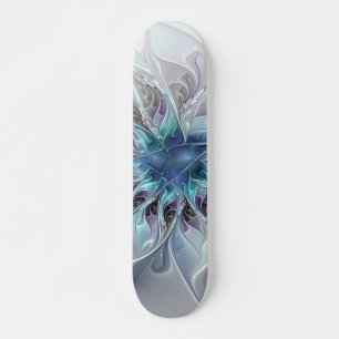 Gedeihende abstrakte moderne fraktale Blume in Bla Skateboard