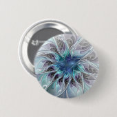 Gedeihende abstrakte moderne fraktale Blume mit Bl Button (Vorne & Hinten)