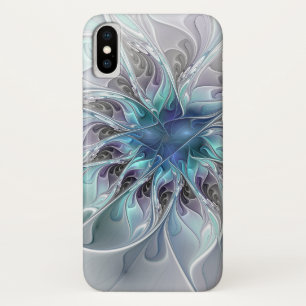Gedeihende abstrakte moderne fraktale Blume mit Bl Case-Mate iPhone Hülle
