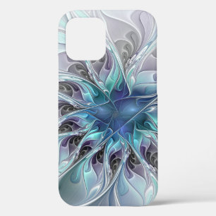 Gedeihende abstrakte moderne fraktale Blume mit Bl Case-Mate iPhone Hülle