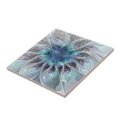 Gedeihende abstrakte moderne fraktale Blume mit Bl Fliese (Seite)
