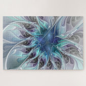 Gedeihende abstrakte moderne fraktale Blume mit Bl Puzzle (Horizontal)