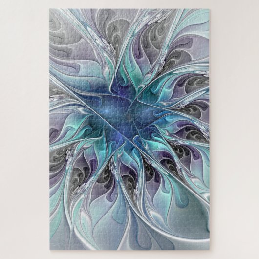 Gedeihende abstrakte moderne fraktale Blume mit Bl Puzzle (Vertikal)