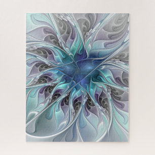 Gedeihende abstrakte moderne fraktale Blume mit Bl Puzzle