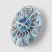 Gedeihende abstrakte moderne fraktale Blume mit Bl Runde Wanduhr (Winkel)
