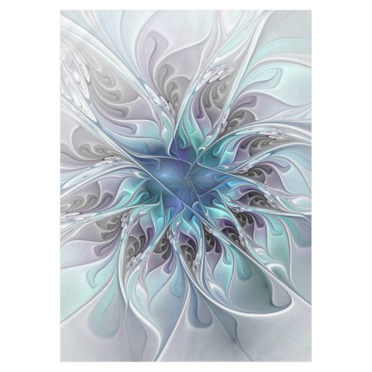 Gedeihende abstrakte moderne fraktale Blume mit Bl Tischdecke (Vorderseite)
