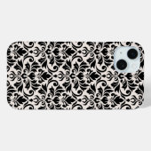 Gedeihende Damast Große Muster Schwarz auf Creme Case-Mate iPhone Hülle (Rückseite (Horizontal))