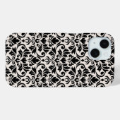 Gedeihende Damast Große Muster Schwarz auf Creme Case-Mate iPhone Hülle (Rückseite (Horizontal))
