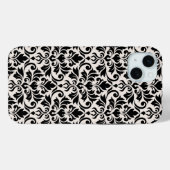 Gedeihende Damast Große Muster Schwarz auf Creme Case-Mate iPhone Hülle (Rückseite (Horizontal))
